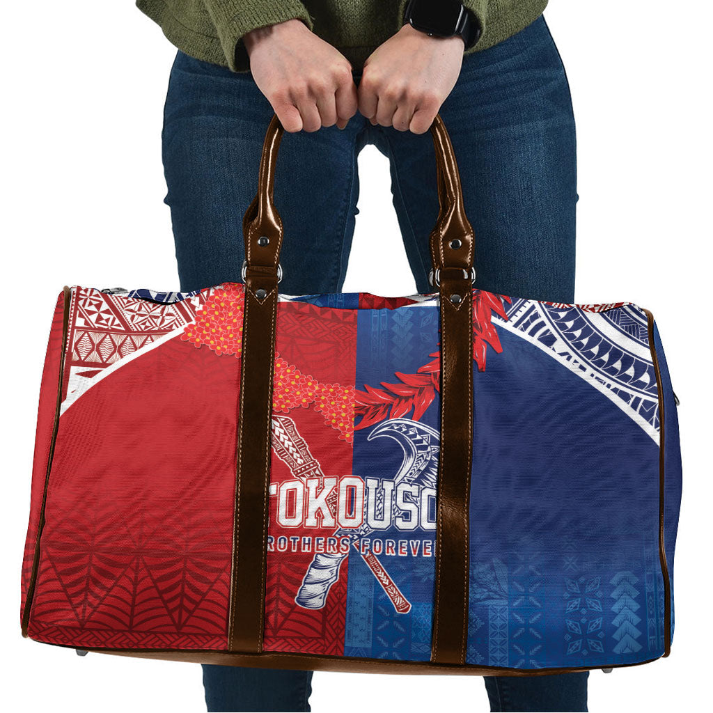 TokoUso Tonga and Samoa Travel Bag Warriors War Clubs LT7 Blue Red - Polynesian Pride