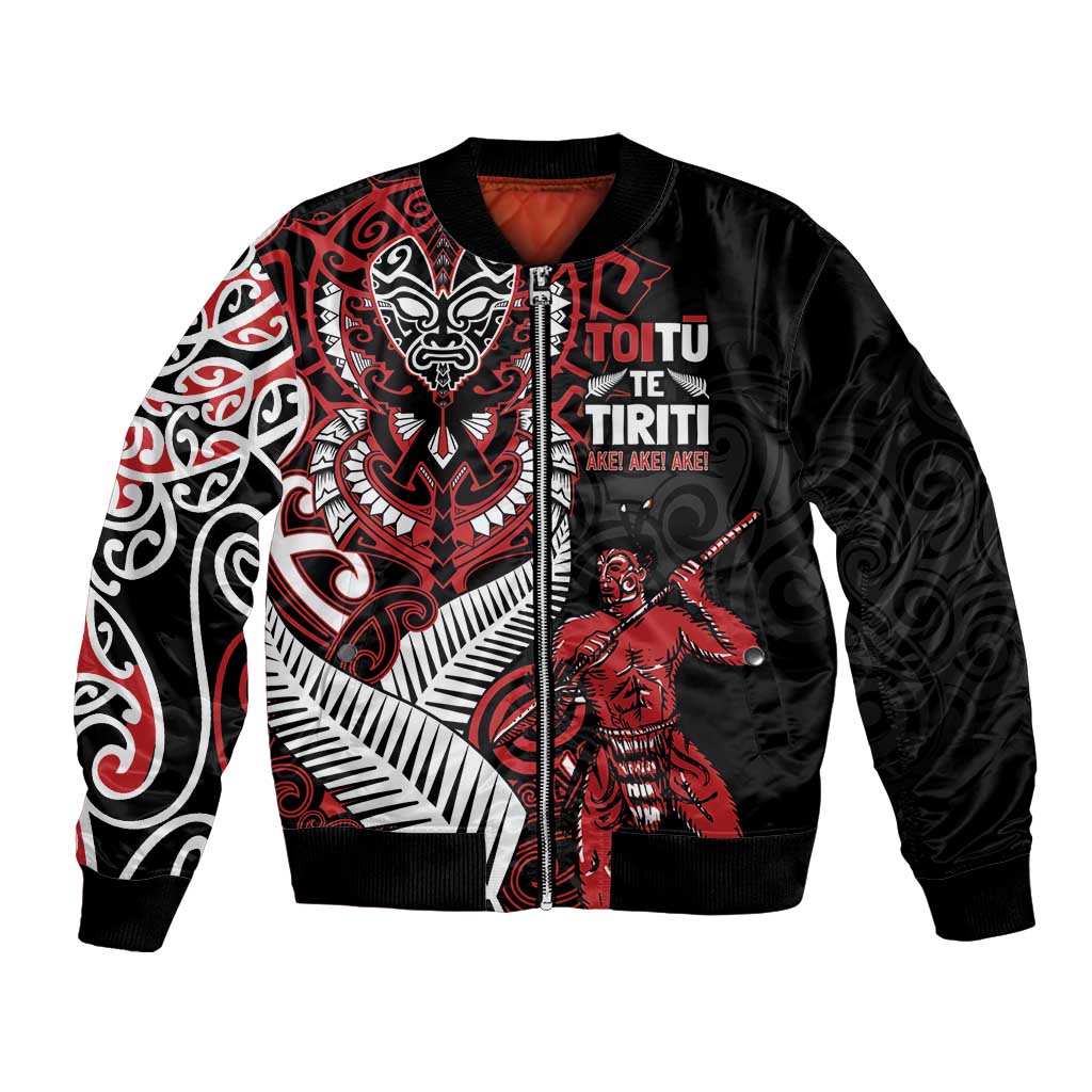 Aotearoa Toitu Te Tiriti Bomber Jacket Whakairo Wheku