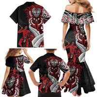 Aotearoa Toitu Te Tiriti Family Matching Mermaid Dress and Hawaiian Shirt Whakairo Wheku LT7 - Polynesian Pride
