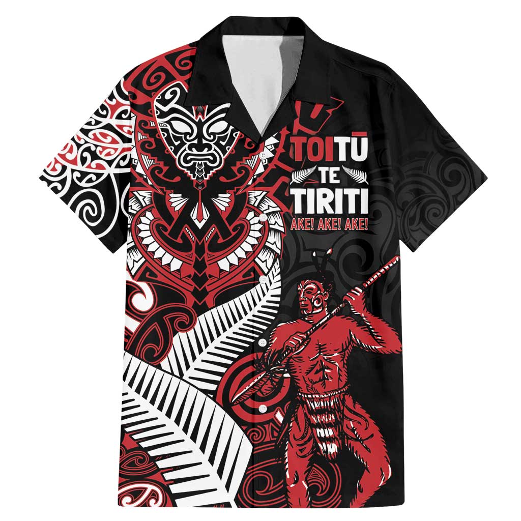 Aotearoa Toitu Te Tiriti Family Matching Mermaid Dress and Hawaiian Shirt Whakairo Wheku LT7 Dad's Shirt - Short Sleeve Black - Polynesian Pride