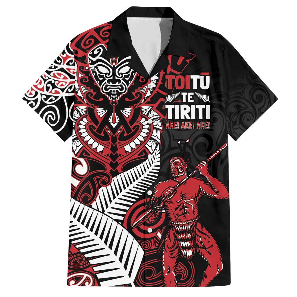 Aotearoa Toitu Te Tiriti Family Matching Puletasi and Hawaiian Shirt Whakairo Wheku LT7 Dad's Shirt - Short Sleeve Black - Polynesian Pride