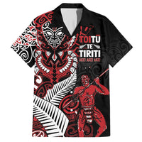 Aotearoa Toitu Te Tiriti Family Matching Puletasi and Hawaiian Shirt Whakairo Wheku LT7 Dad's Shirt - Short Sleeve Black - Polynesian Pride