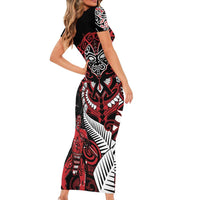 Aotearoa Toitu Te Tiriti Family Matching Short Sleeve Bodycon Dress and Hawaiian Shirt Whakairo Wheku LT7 - Polynesian Pride