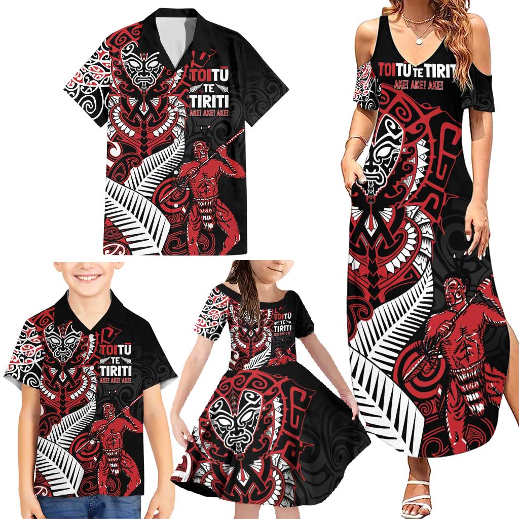 Aotearoa Toitu Te Tiriti Family Matching Summer Maxi Dress and Hawaiian Shirt Whakairo Wheku LT7 - Polynesian Pride