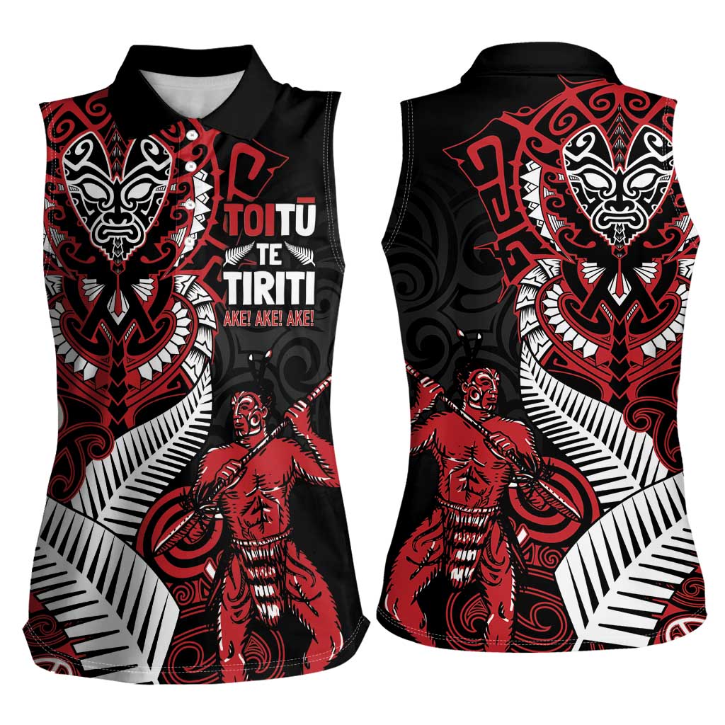 Aotearoa Toitu Te Tiriti Women Sleeveless Polo Shirt Whakairo Wheku