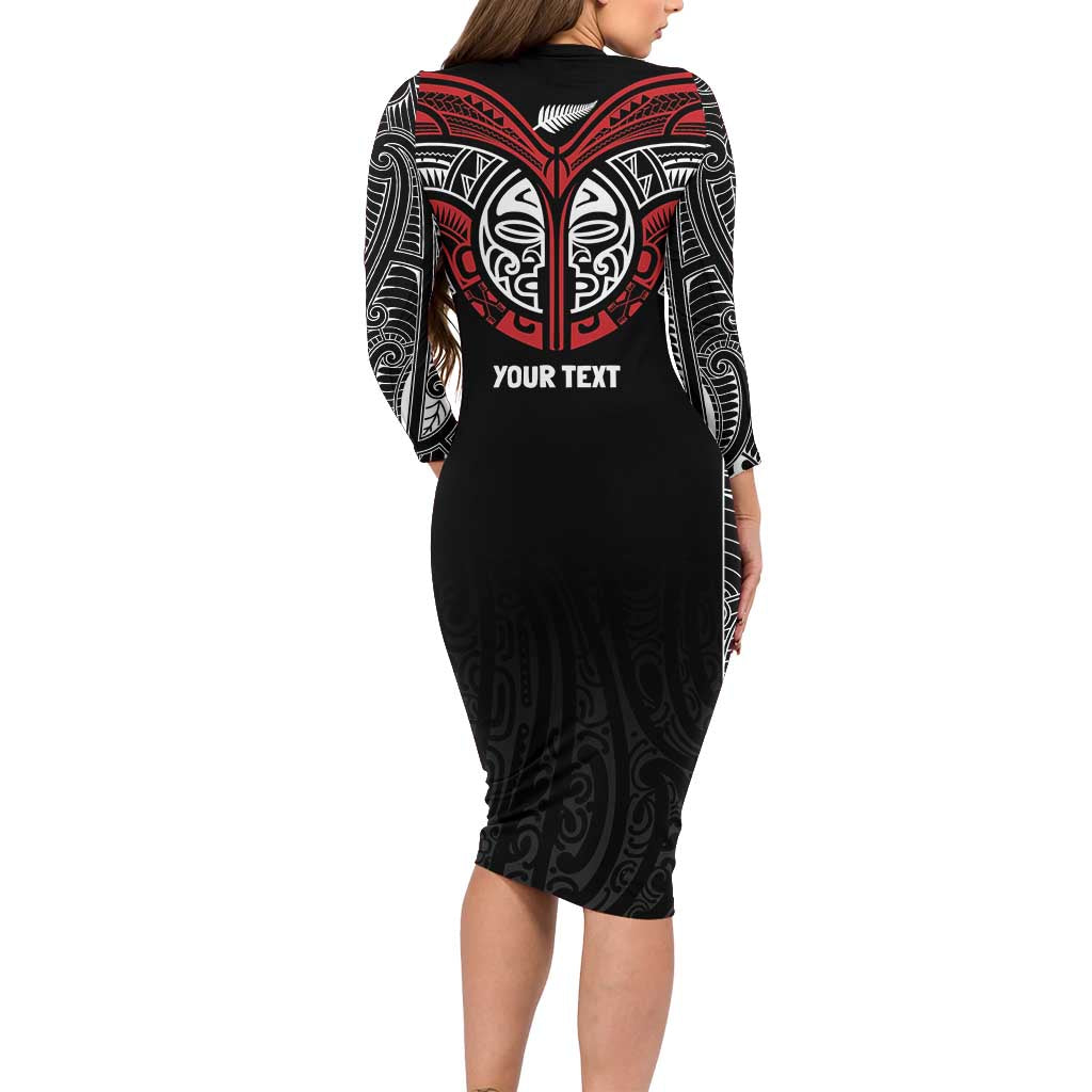 Aotearoa Maori Personalized Family Matching Long Sleeve Bodycon Dress and Hawaiian Shirt Toitu Te Tiriti Ake! Ake! Ake! LT7 - Polynesian Pride