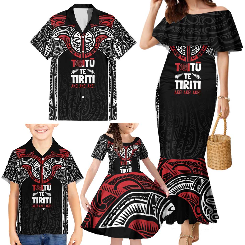 Aotearoa Maori Personalized Family Matching Mermaid Dress and Hawaiian Shirt Toitu Te Tiriti Ake! Ake! Ake! LT7 - Polynesian Pride