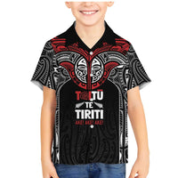 Aotearoa Maori Personalized Family Matching Mermaid Dress and Hawaiian Shirt Toitu Te Tiriti Ake! Ake! Ake! LT7 Son's Shirt Black - Polynesian Pride