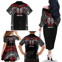 Aotearoa Maori Personalized Family Matching Off The Shoulder Long Sleeve Dress and Hawaiian Shirt Toitu Te Tiriti Ake! Ake! Ake! LT7 - Polynesian Pride