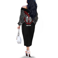Aotearoa Maori Personalized Family Matching Off The Shoulder Long Sleeve Dress and Hawaiian Shirt Toitu Te Tiriti Ake! Ake! Ake! LT7 - Polynesian Pride