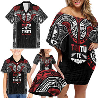 Aotearoa Maori Personalized Family Matching Off Shoulder Short Dress and Hawaiian Shirt Toitu Te Tiriti Ake! Ake! Ake! LT7 - Polynesian Pride