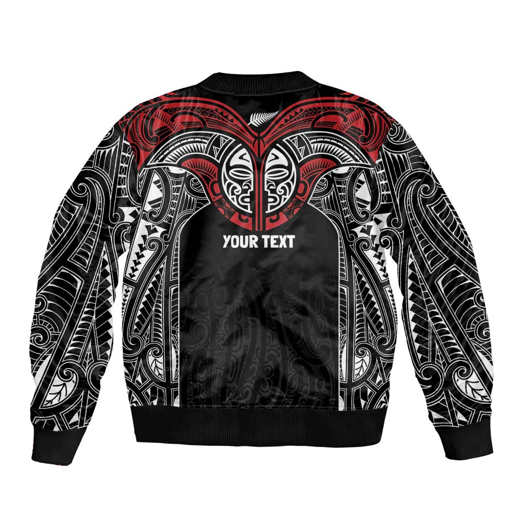 Aotearoa Maori Personalized Sleeve Zip Bomber Jacket Toitu Te Tiriti Ake! Ake! Ake!