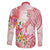 Polynesian Women's Day Wahine Family Matching Off Shoulder Maxi Dress and Hawaiian Shirt Plumeria Marble Glaze - Pink LT7 - Polynesian Pride