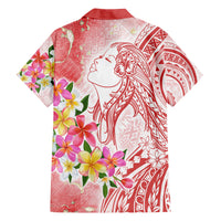 Polynesian Women's Day Wahine Family Matching Puletasi and Hawaiian Shirt Plumeria Marble Glaze - Pink LT7 - Polynesian Pride