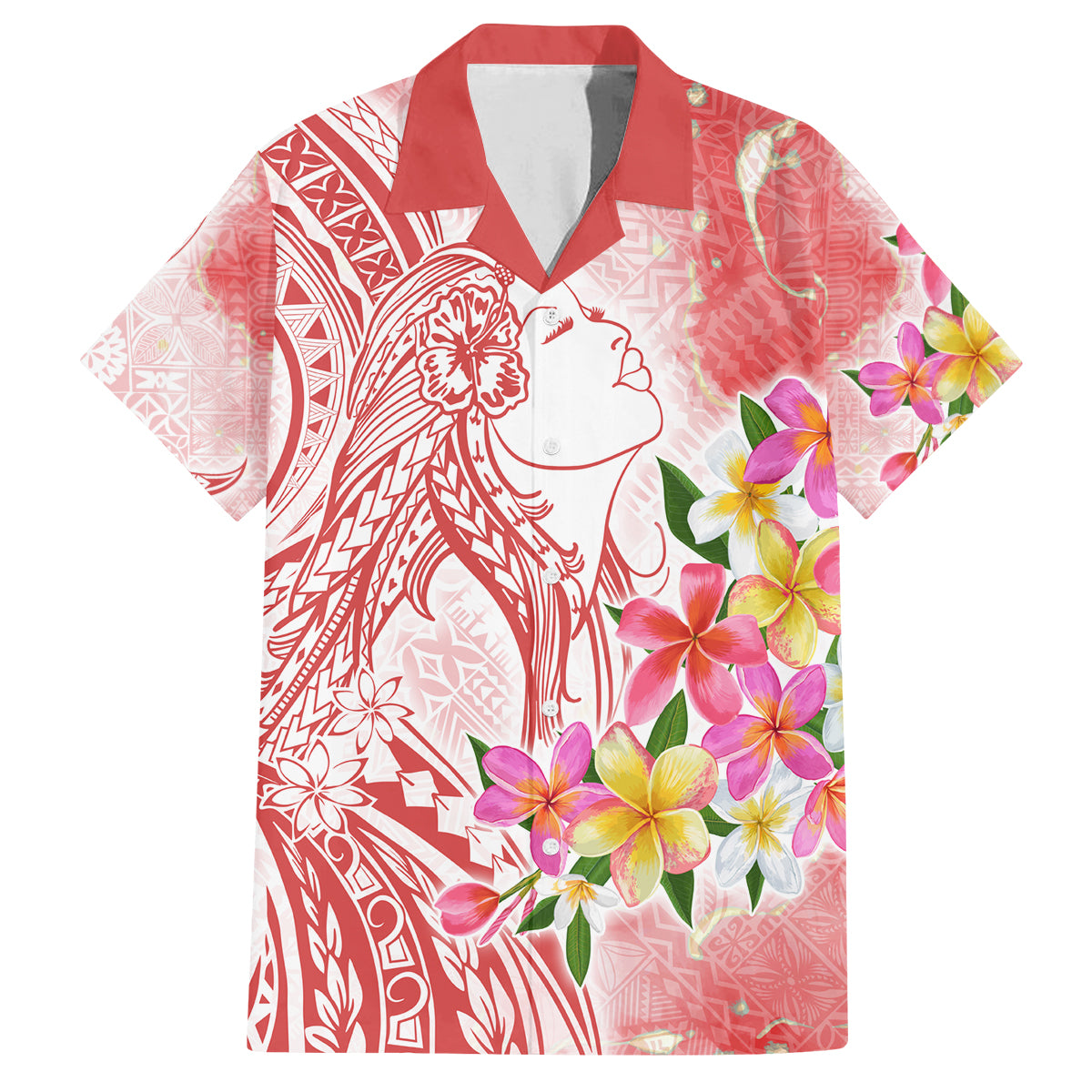 Polynesian Women's Day Wahine Family Matching Summer Maxi Dress and Hawaiian Shirt Plumeria Marble Glaze - Pink LT7 Dad's Shirt - Short Sleeve Pink - Polynesian Pride