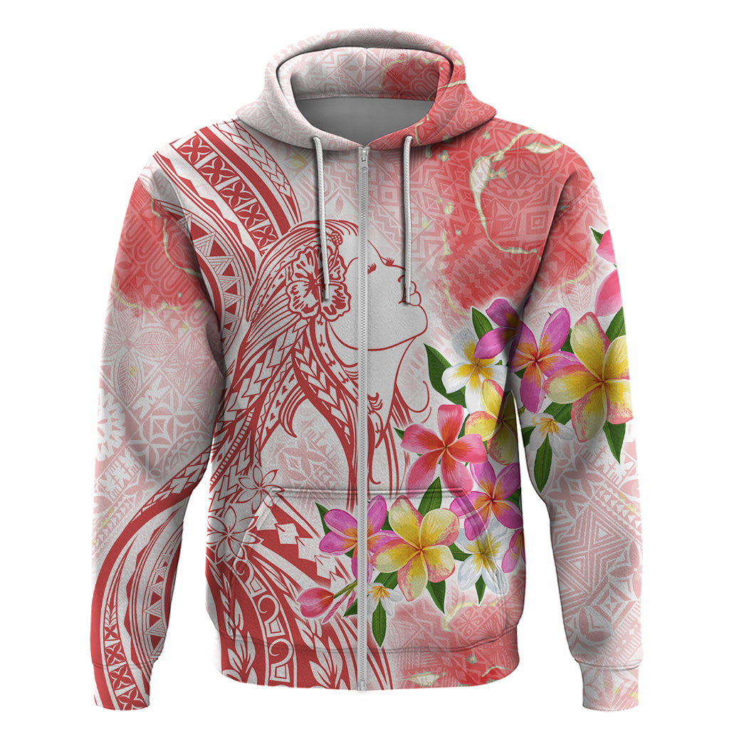 Polynesian Women's Day Wahine Hoodie Plumeria Marble Glaze - Pink LT7 Zip Hoodie Pink - Polynesian Pride