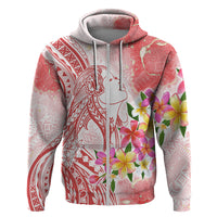 Polynesian Women's Day Wahine Hoodie Plumeria Marble Glaze - Pink LT7 Zip Hoodie Pink - Polynesian Pride