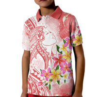 Polynesian Women's Day Wahine Kid Polo Shirt Plumeria Marble Glaze - Pink LT7 Kid Pink - Polynesian Pride