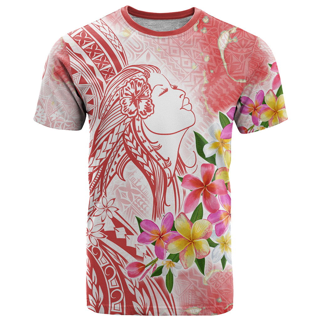 Polynesian Women's Day Wahine T Shirt Plumeria Marble Glaze - Pink LT7 Pink - Polynesian Pride