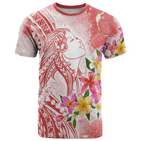 Polynesian Women's Day Wahine T Shirt Plumeria Marble Glaze - Pink LT7 Pink - Polynesian Pride