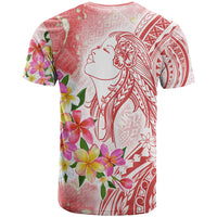 Polynesian Women's Day Wahine T Shirt Plumeria Marble Glaze - Pink LT7 - Polynesian Pride