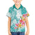Polynesian Women's Day Wahine Family Matching Off Shoulder Maxi Dress and Hawaiian Shirt Plumeria Marble Glaze - Teal LT7 Son's Shirt Teal - Polynesian Pride
