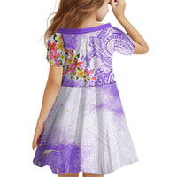 Polynesian Women's Day Wahine Family Matching Off Shoulder Maxi Dress and Hawaiian Shirt Plumeria Marble Glaze - Purple LT7 - Polynesian Pride