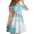 Polynesian Women's Day Wahine Family Matching Off Shoulder Maxi Dress and Hawaiian Shirt Plumeria Marble Glaze - Turquoise LT7 - Polynesian Pride