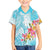 Polynesian Women's Day Wahine Family Matching Off Shoulder Maxi Dress and Hawaiian Shirt Plumeria Marble Glaze - Turquoise LT7 Son's Shirt Turquoise - Polynesian Pride
