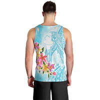 Polynesian Women's Day Wahine Men Tank Top Plumeria Marble Glaze - Turquoise LT7 - Polynesian Pride