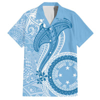 Micronesia FSM Family Matching Off The Shoulder Long Sleeve Dress and Hawaiian Shirt Shark and Manta Classic Style LT7 Dad's Shirt - Short Sleeve Turquoise - Polynesian Pride