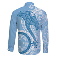 Micronesia FSM Family Matching Off The Shoulder Long Sleeve Dress and Hawaiian Shirt Shark and Manta Classic Style LT7 - Polynesian Pride