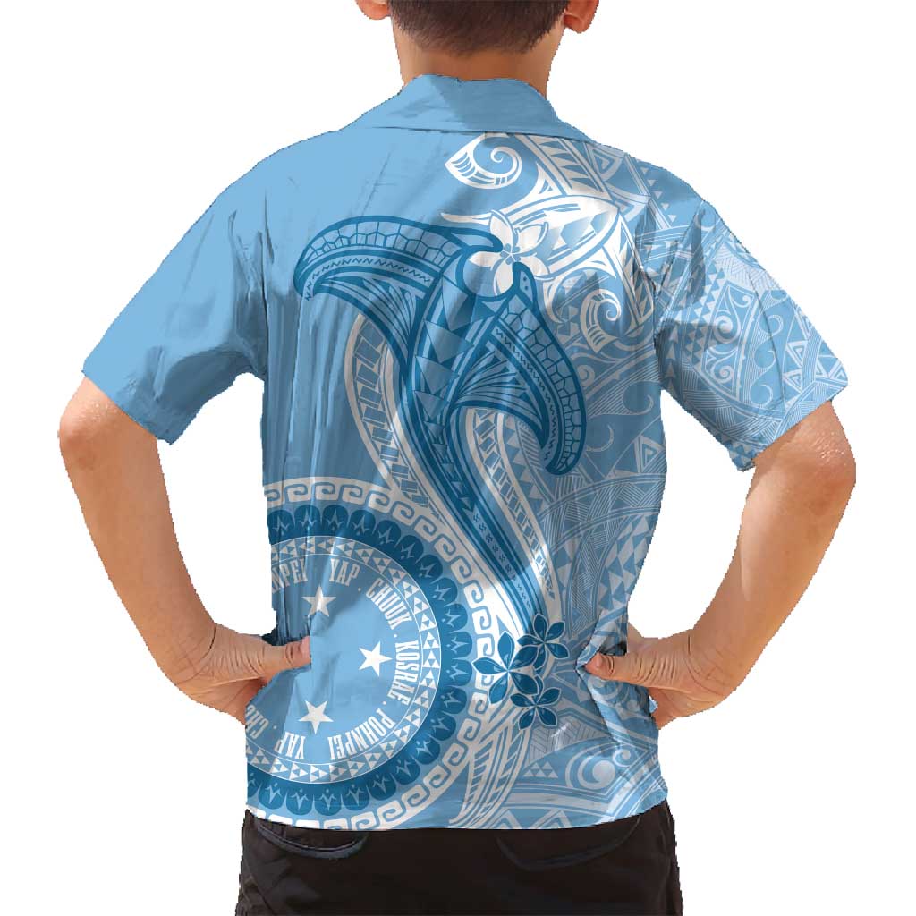 Micronesia FSM Family Matching Puletasi and Hawaiian Shirt Shark and Manta Classic Style