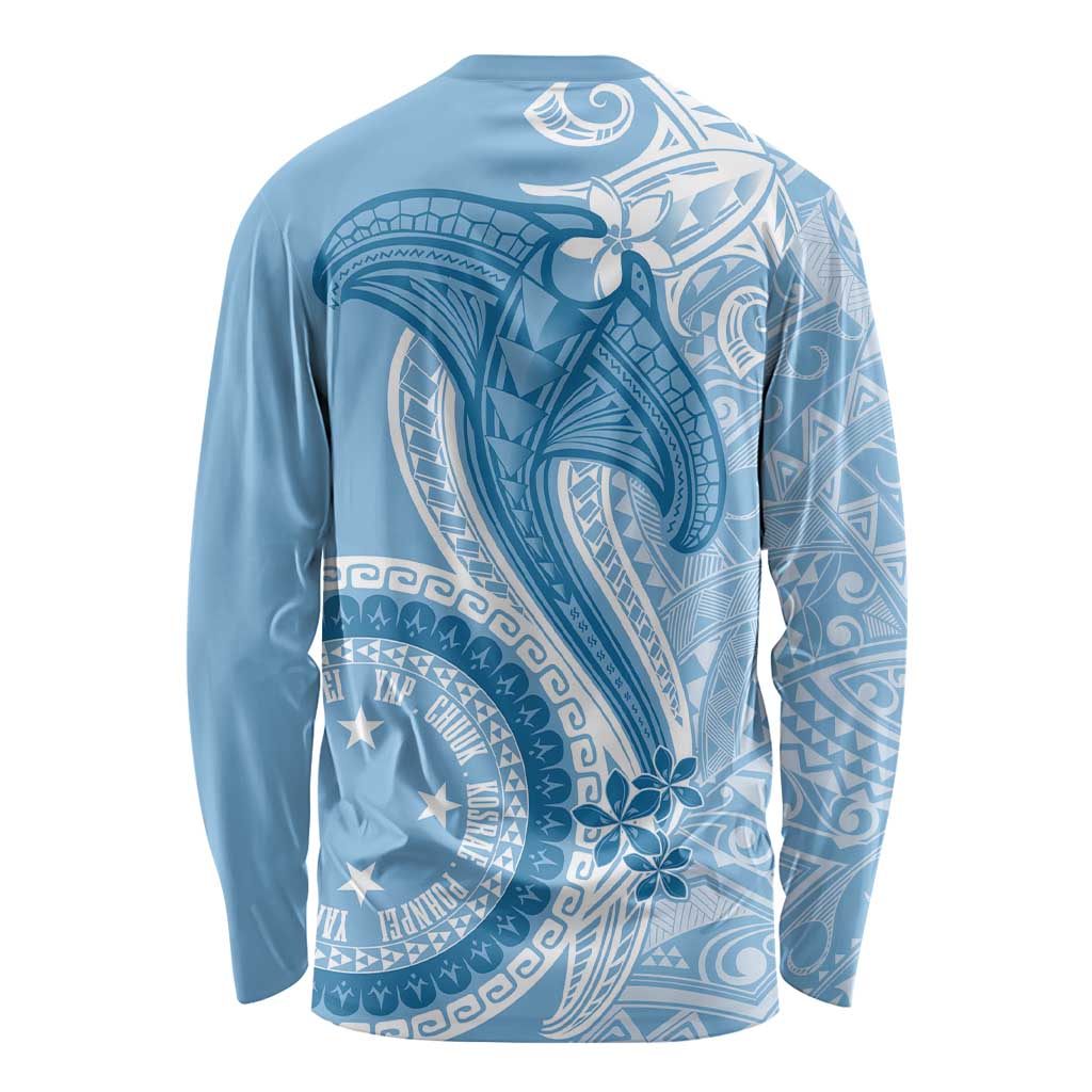 Micronesia FSM Long Sleeve Shirt Shark and Manta Classic Style LT7 - Polynesian Pride
