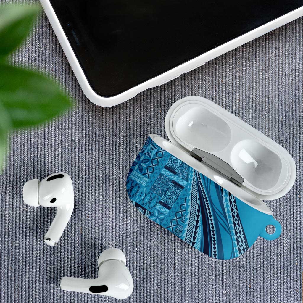 Pasifika Women's Day - Samoa Siapo Malu Tattoo Inspired AirPods Case Turquoise