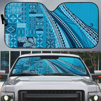 Pasifika Women's Day - Samoa Siapo Malu Tattoo Inspired Auto Sun Shade Turquoise