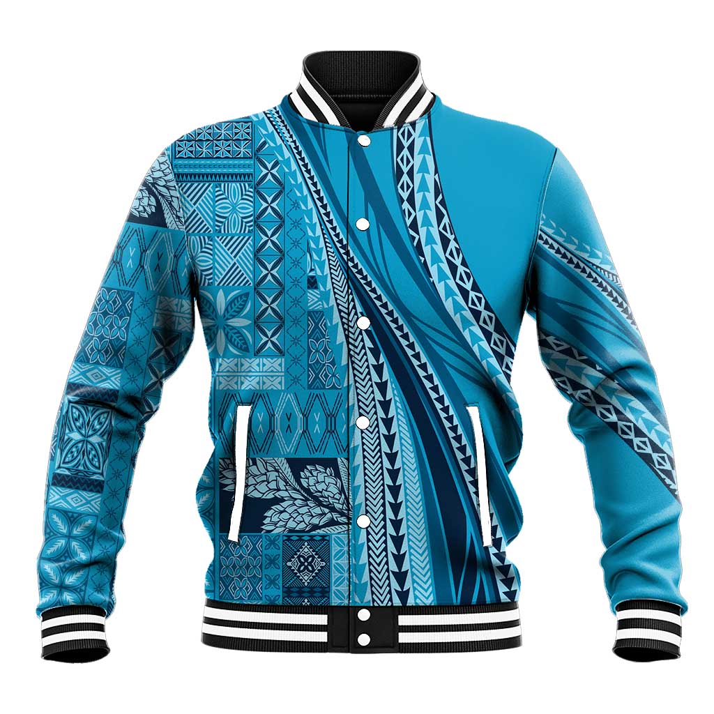Pasifika Women's Day - Samoa Siapo Malu Tattoo Inspired Baseball Jacket Turquoise