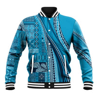 Pasifika Women's Day - Samoa Siapo Malu Tattoo Inspired Baseball Jacket Turquoise