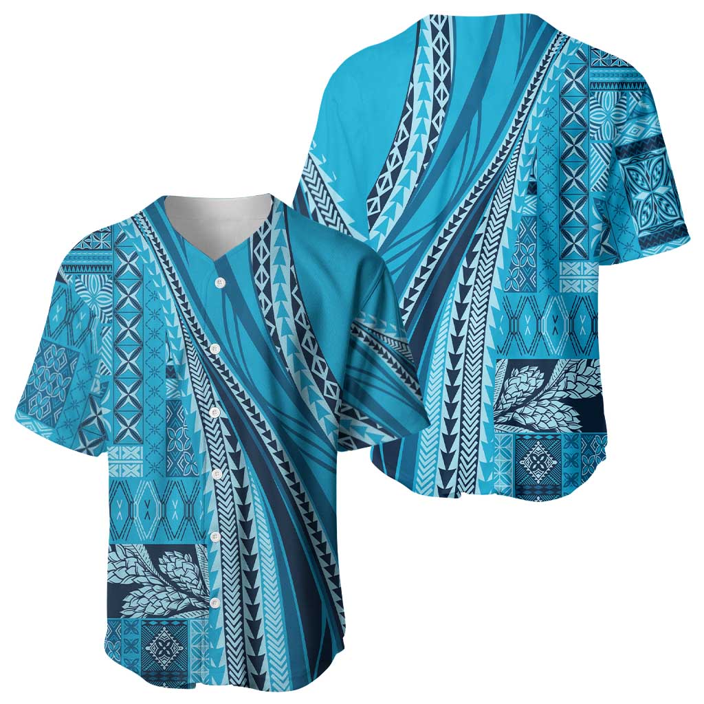 Pasifika Women's Day - Samoa Siapo Malu Tattoo Inspired Baseball Jersey Turquoise