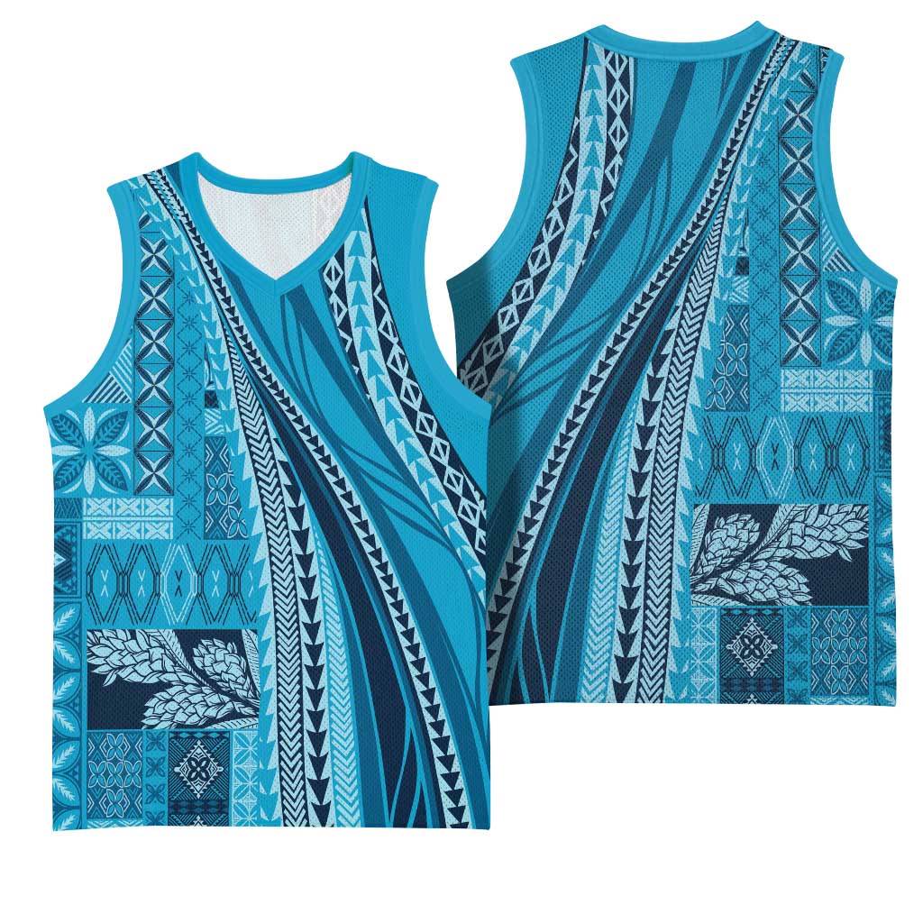 Pasifika Women's Day - Samoa Siapo Malu Tattoo Inspired Basketball Jersey Turquoise