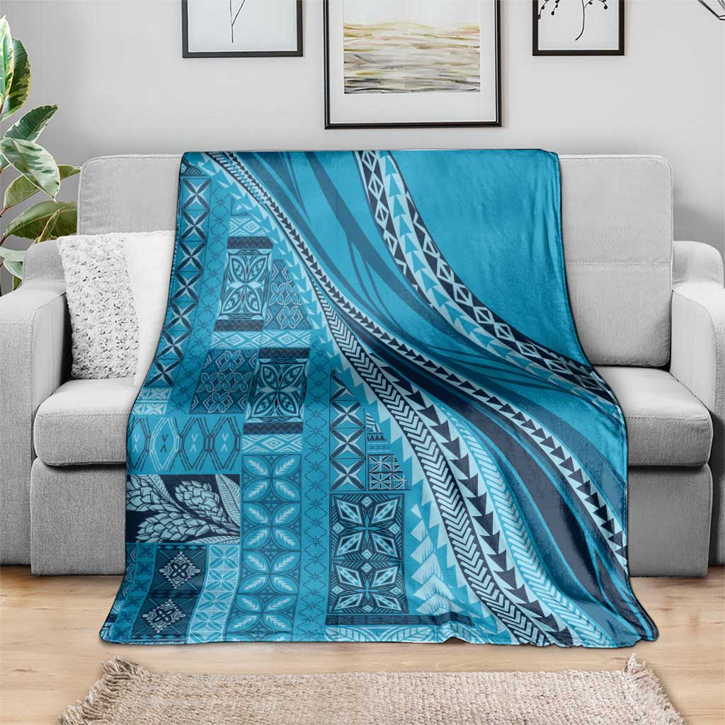 Pasifika Women's Day - Samoa Siapo Malu Tattoo Inspired Blanket Turquoise