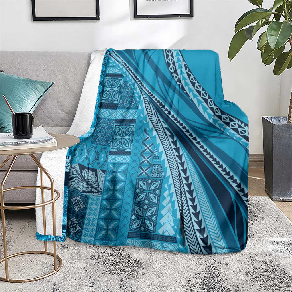 Pasifika Women's Day - Samoa Siapo Malu Tattoo Inspired Blanket Turquoise