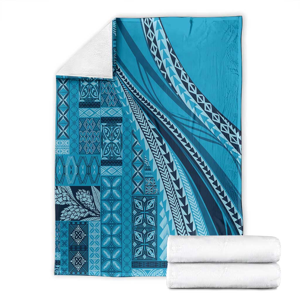 Pasifika Women's Day - Samoa Siapo Malu Tattoo Inspired Blanket Turquoise