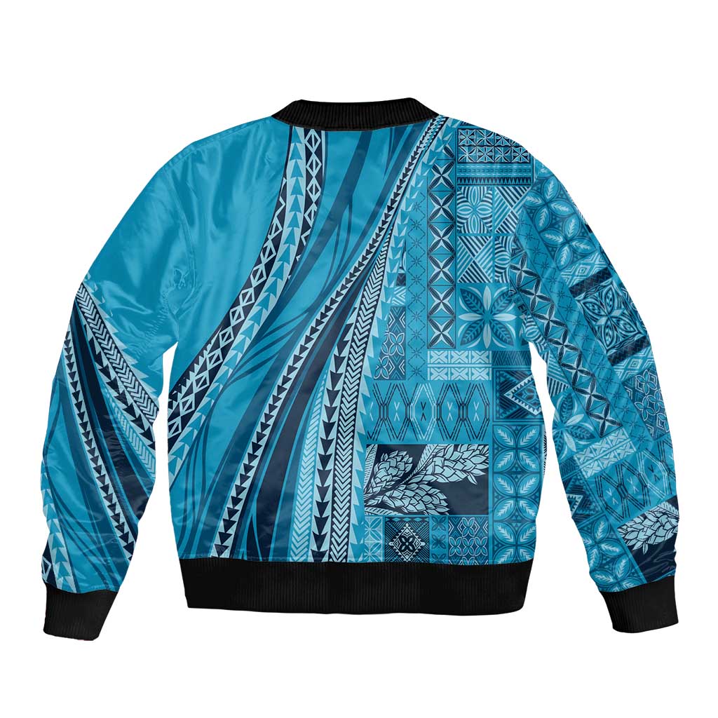 Pasifika Women's Day - Samoa Siapo Malu Tattoo Inspired Bomber Jacket Turquoise