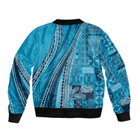 Pasifika Women's Day - Samoa Siapo Malu Tattoo Inspired Bomber Jacket Turquoise