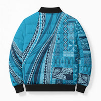 Pasifika Women's Day - Samoa Siapo Malu Tattoo Inspired Bomber Puffer Jacket Turquoise