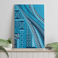 Pasifika Women's Day - Samoa Siapo Malu Tattoo Inspired Canvas Wall Art Turquoise