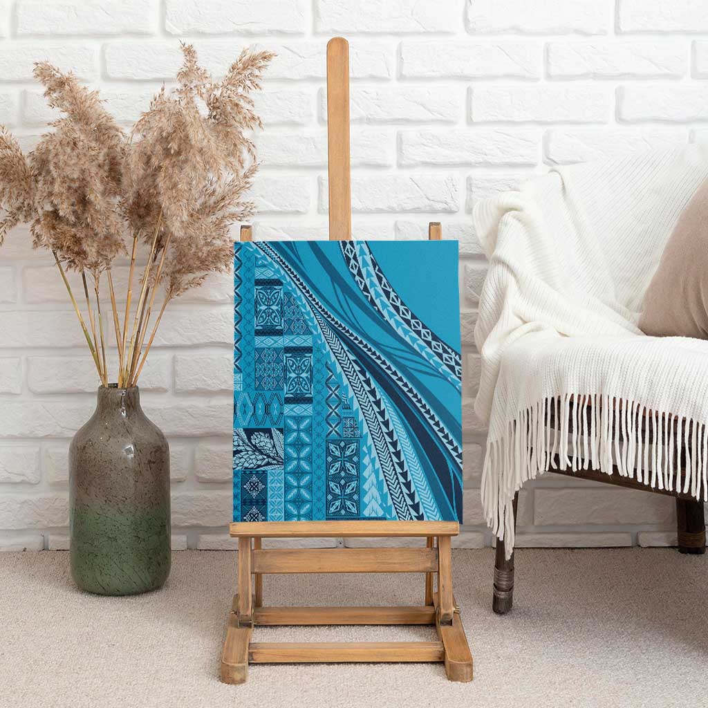 Pasifika Women's Day - Samoa Siapo Malu Tattoo Inspired Canvas Wall Art Turquoise