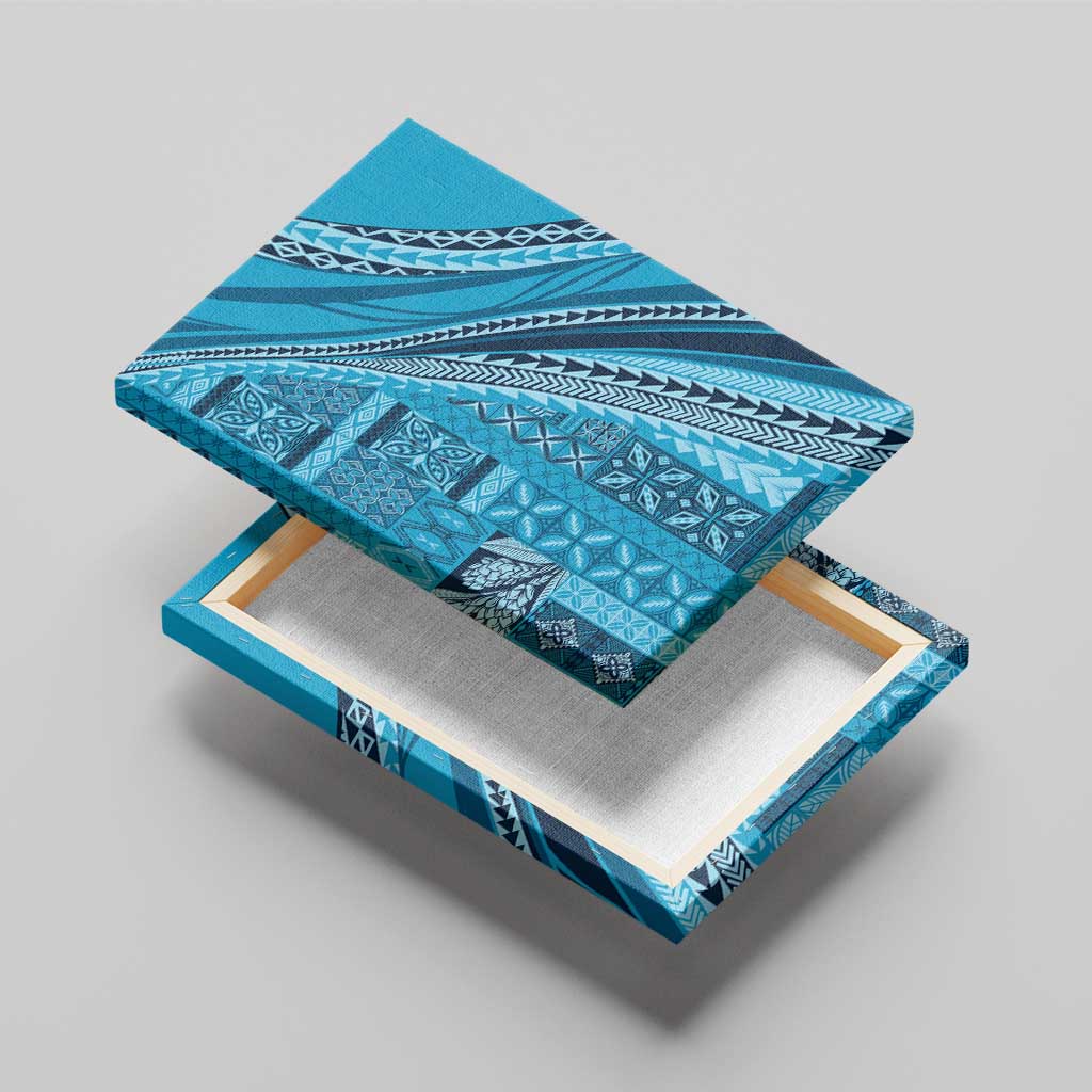 Pasifika Women's Day - Samoa Siapo Malu Tattoo Inspired Canvas Wall Art Turquoise