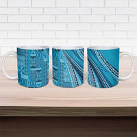 Pasifika Women's Day - Samoa Siapo Malu Tattoo Inspired Ceramic Mug Turquoise